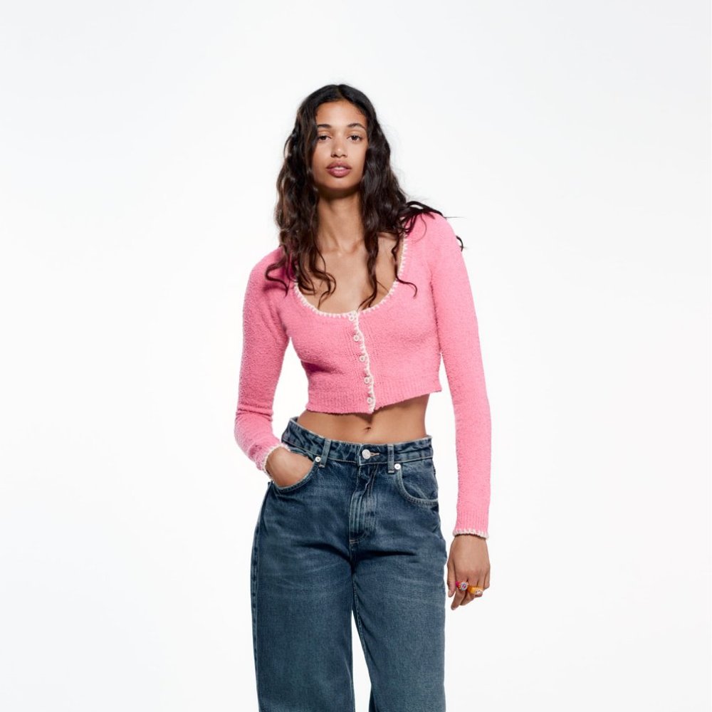 Zara Knit Cropped Jacket S - Picture 2 of 9